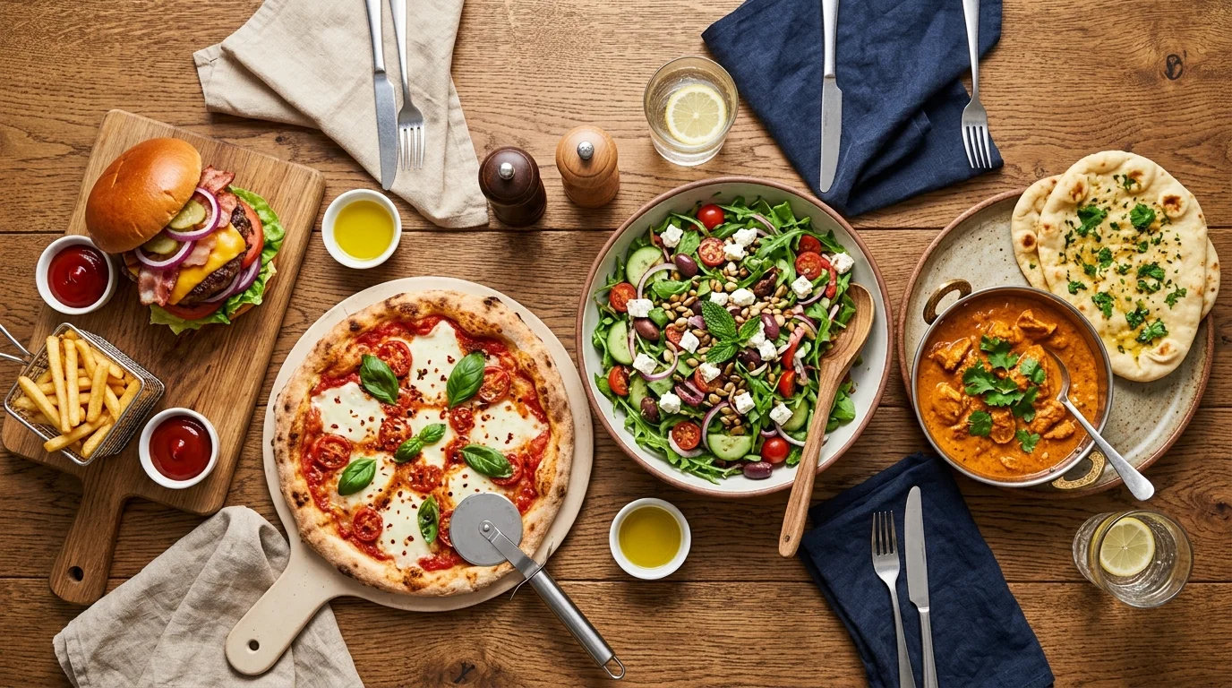 Pizza, Burger, Pasta, Salat, indisch, asiatisch, Fast-Food, oder Sushi schnelle Lieferservice? Wie Lieferfood kulinarische Vielfalt nach Hause bringt